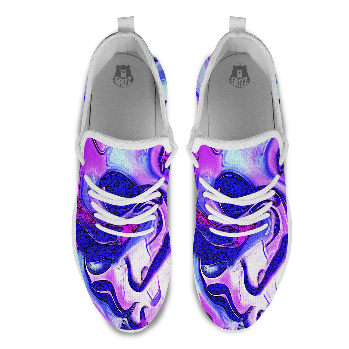 Holographic Purple Print Pattern White Athletic Shoes-grizzshop