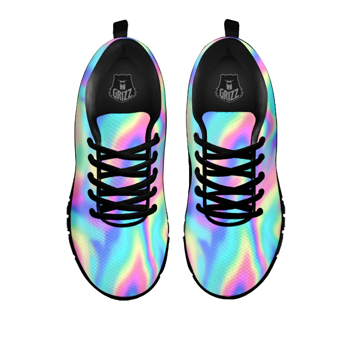 Holographic Rainbow Print Pattern Black Sneaker-grizzshop