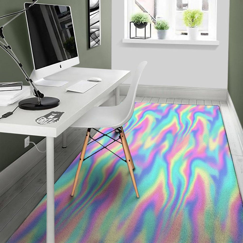 Holographic Rainbow Print Pattern Floor Mat-grizzshop