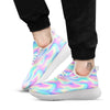 Holographic Rainbow Print Pattern White Athletic Shoes-grizzshop