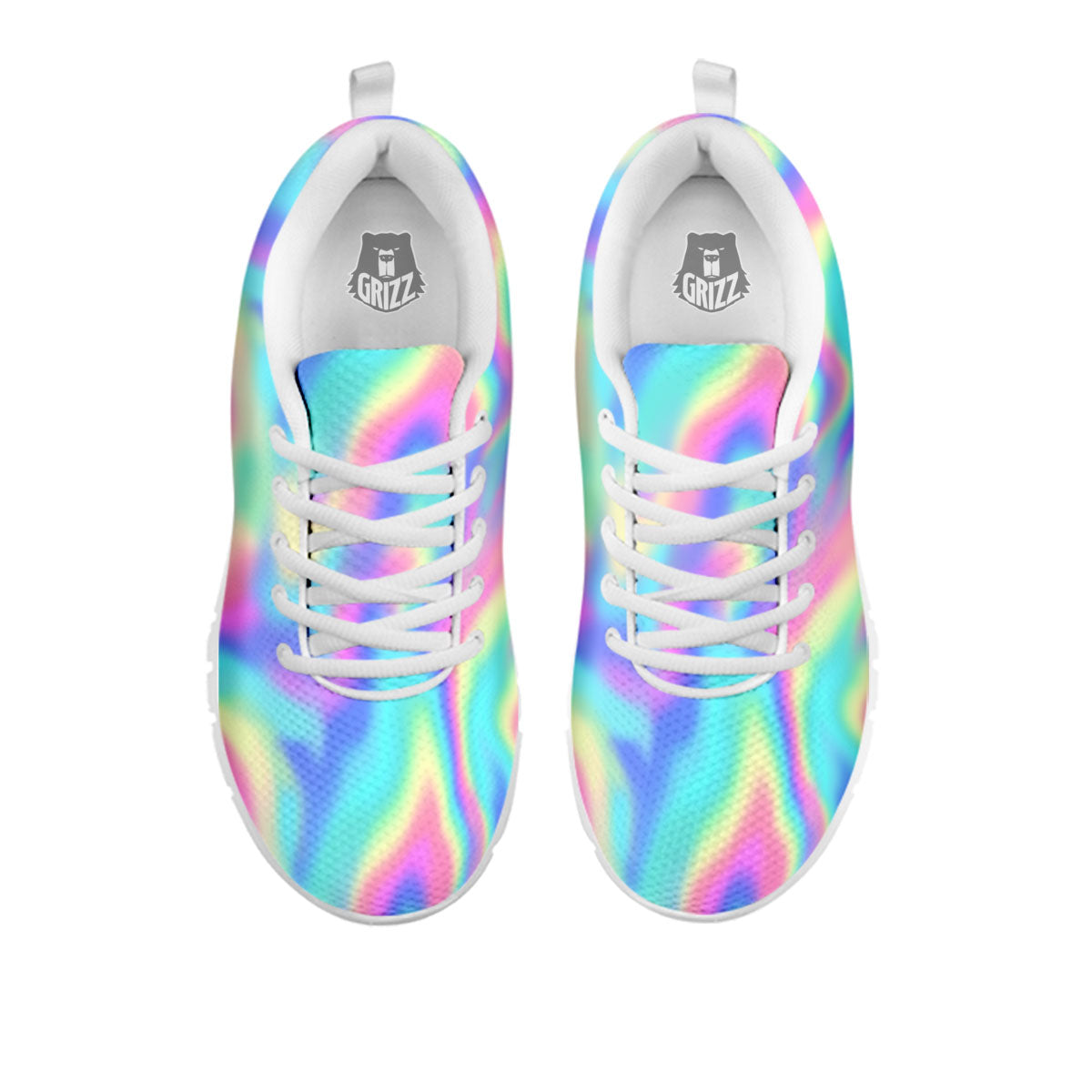 Holographic Rainbow Print Pattern White Sneaker-grizzshop