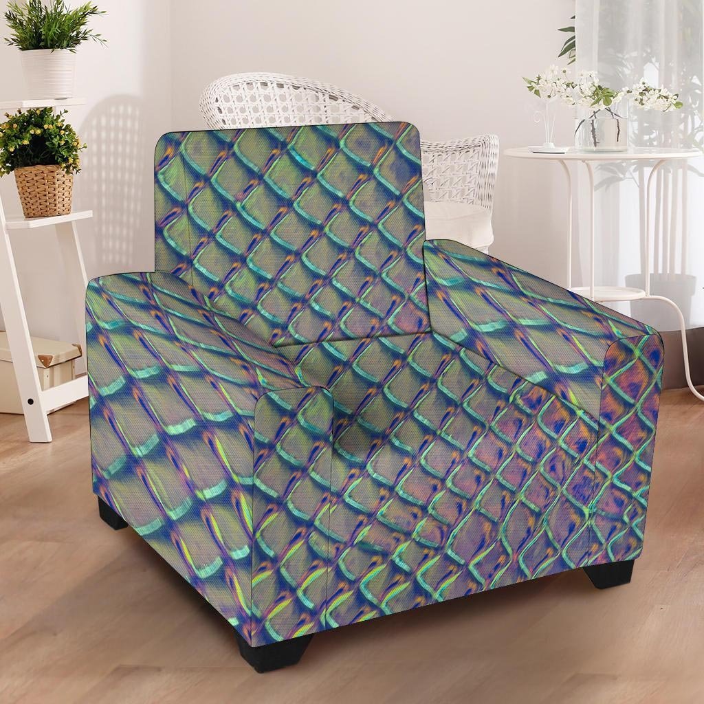 Holographic Snakeskin Print Armchair Cover-grizzshop