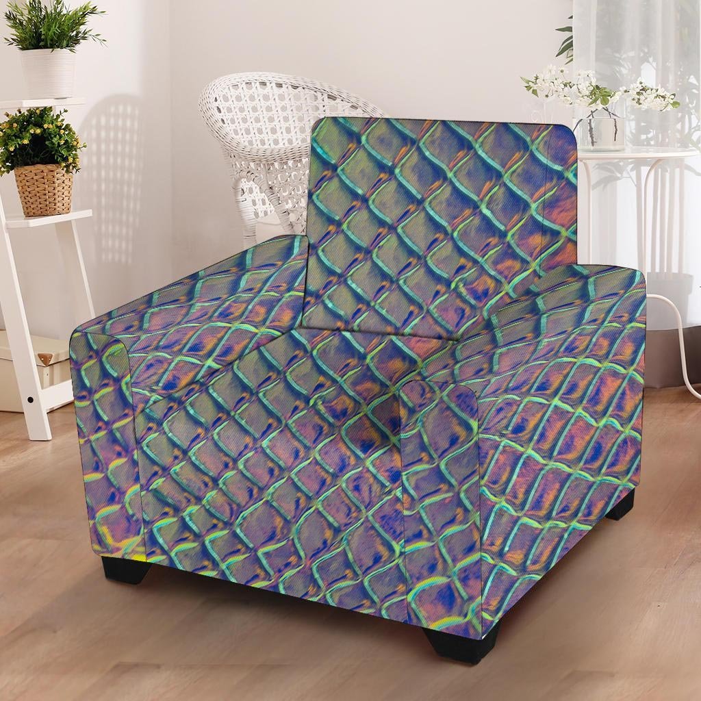 Holographic Snakeskin Print Armchair Cover-grizzshop