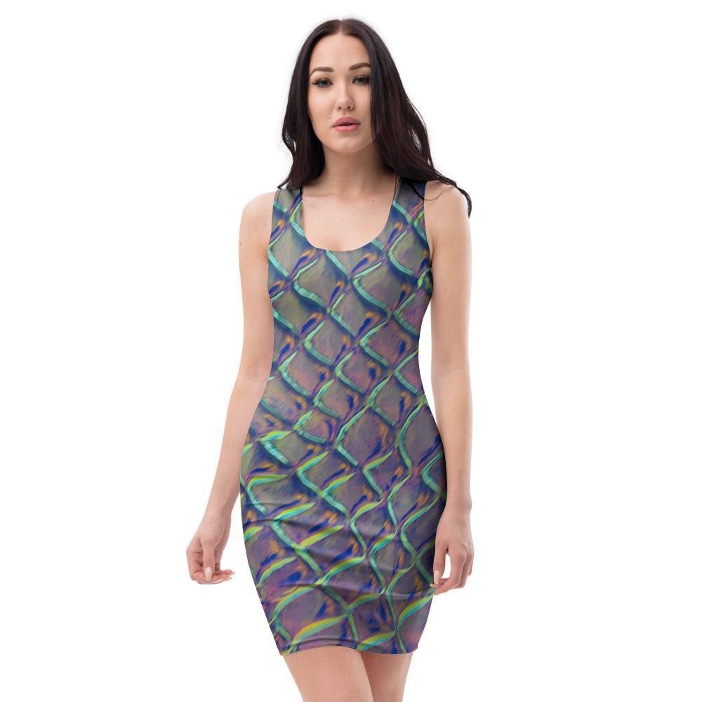 Holographic Snakeskin Print Bodycon Dress-grizzshop