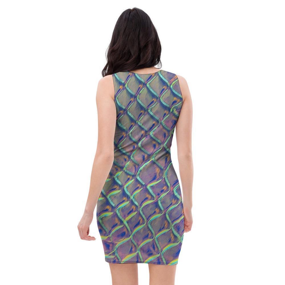 Holographic Snakeskin Print Bodycon Dress-grizzshop