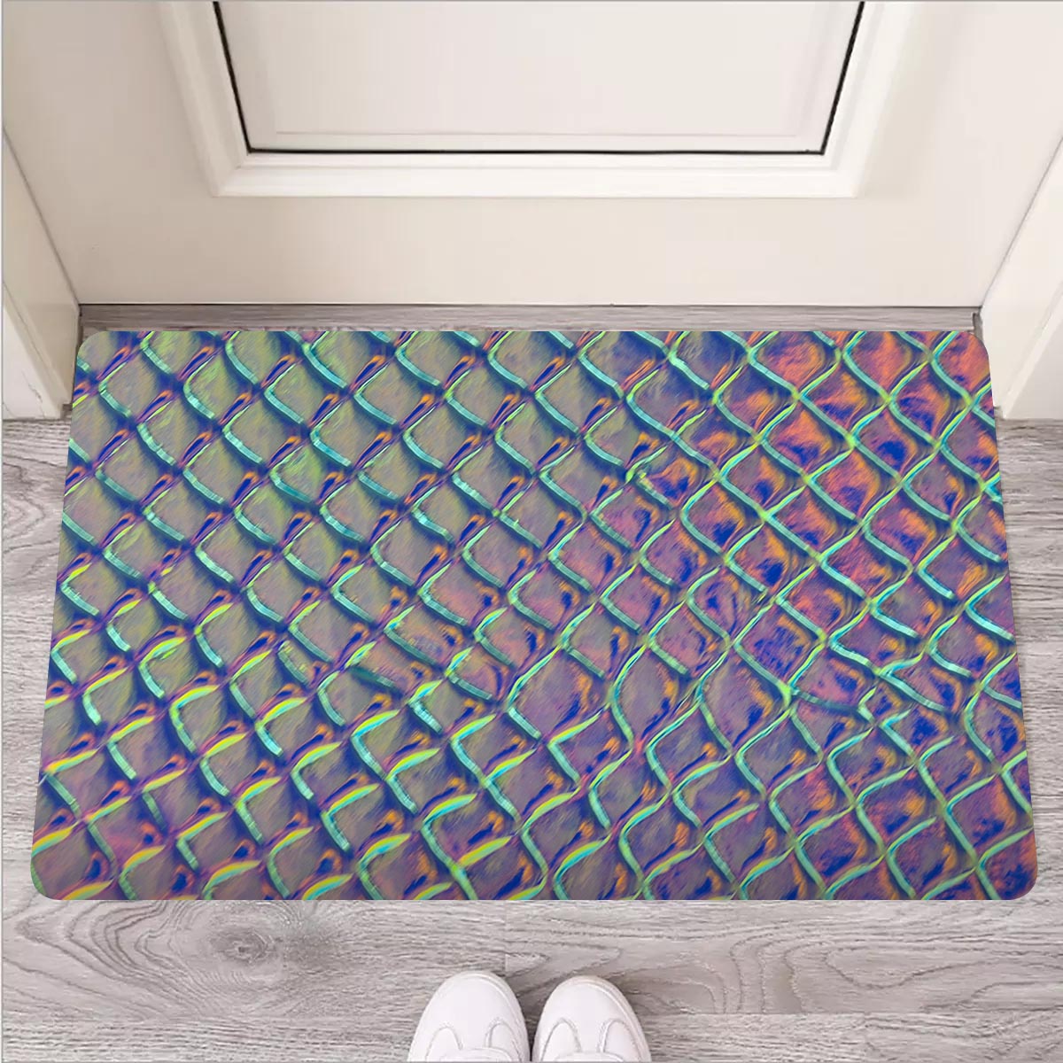 Holographic Snakeskin Print Door Mat-grizzshop