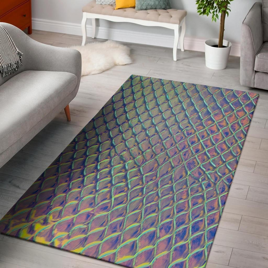 Holographic Snakeskin Print Floor Mat-grizzshop