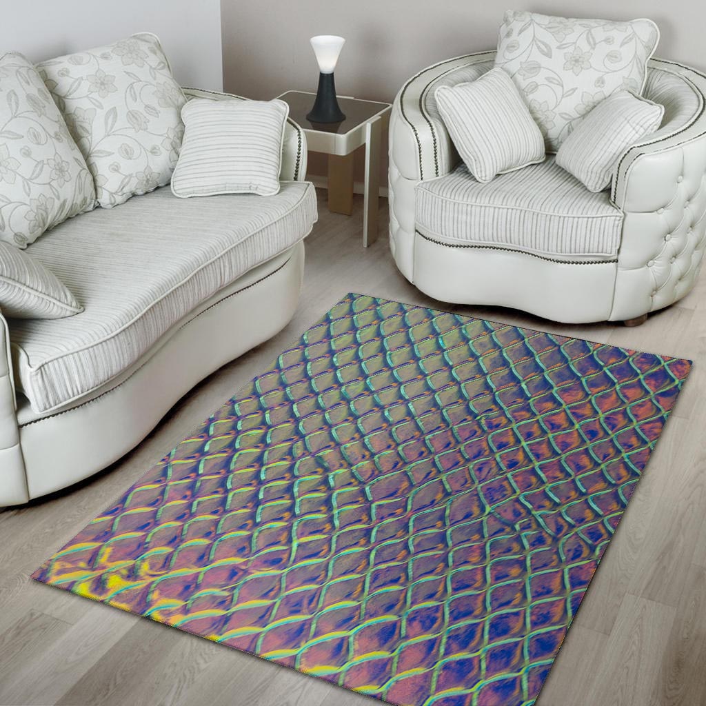 Holographic Snakeskin Print Floor Mat-grizzshop