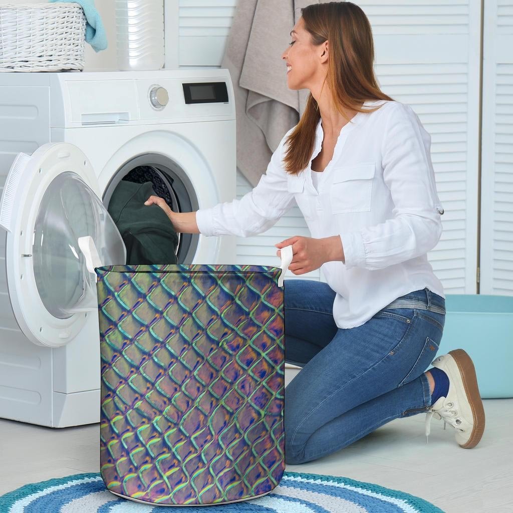 Holographic Snakeskin Print Laundry Basket-grizzshop