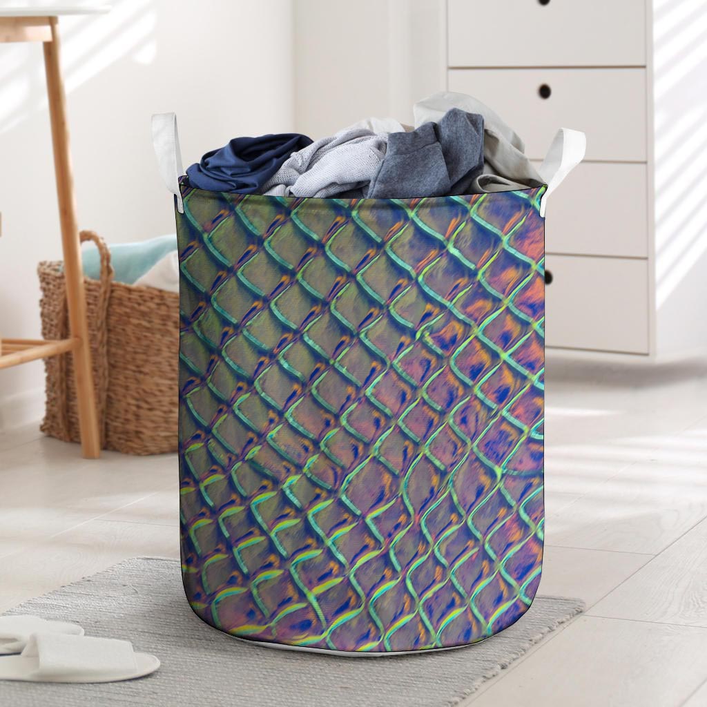 Holographic Snakeskin Print Laundry Basket-grizzshop