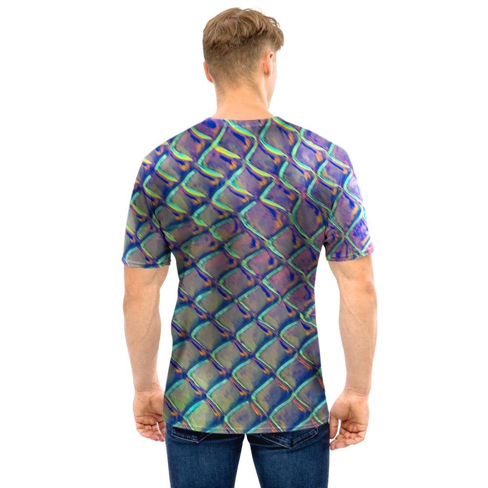 Holographic Snakeskin Print Men T Shirt-grizzshop