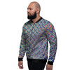 Holographic Snakeskin Print Men's Bomber Jacket-grizzshop