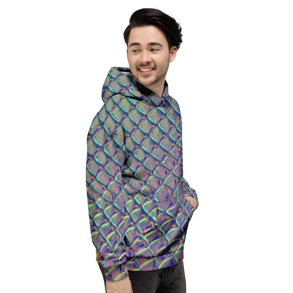 Holographic Snakeskin Print Men's Hoodie-grizzshop