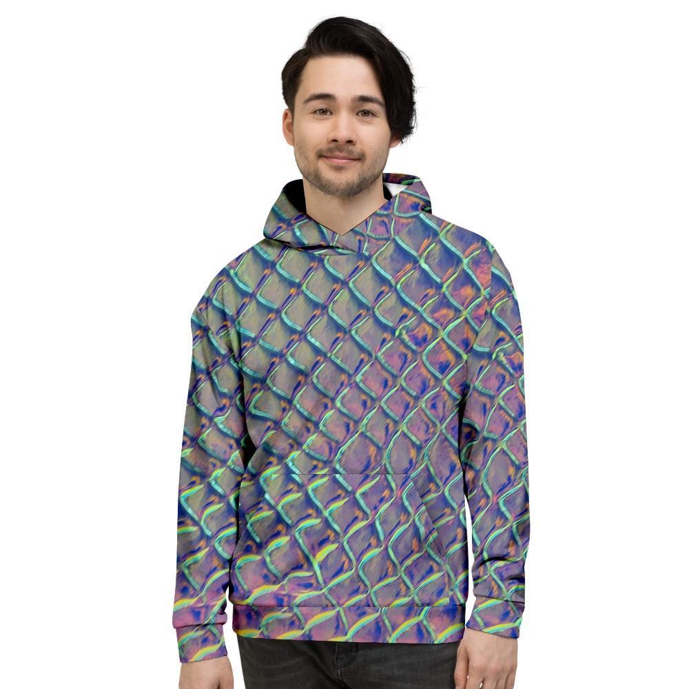 Holographic Snakeskin Print Men's Hoodie-grizzshop