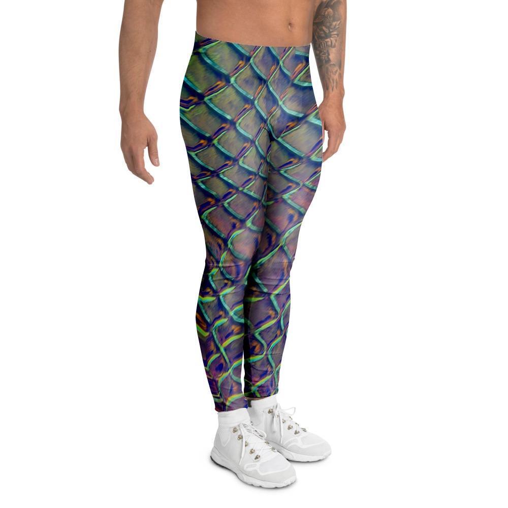 Holographic Snakeskin Print Men's Leggings-grizzshop