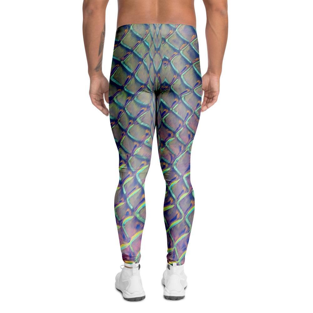 Holographic Snakeskin Print Men's Leggings-grizzshop