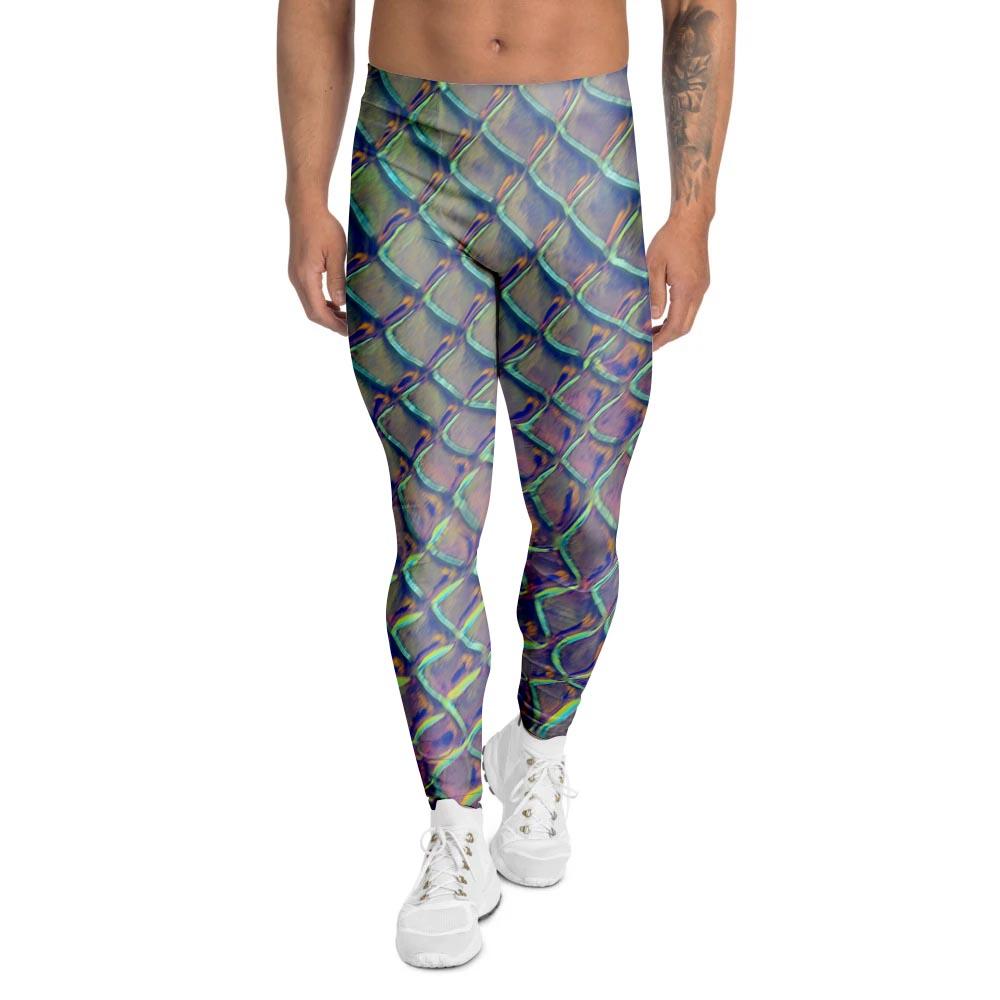 Holographic Snakeskin Print Men's Leggings-grizzshop