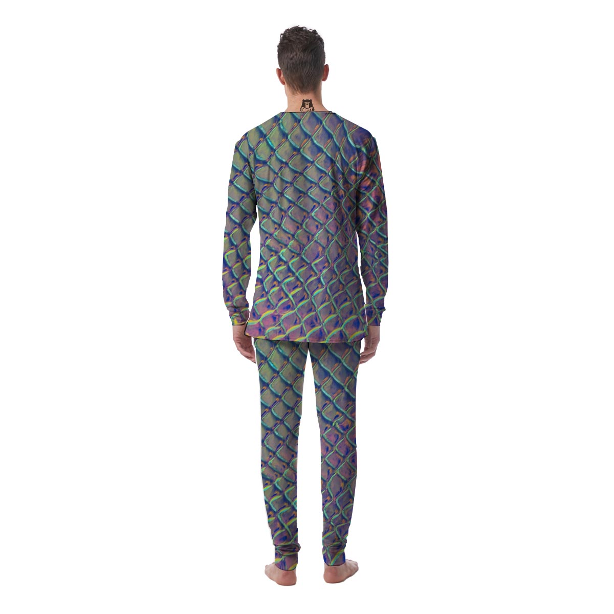 Holographic Snakeskin Print Men's Pajamas-grizzshop