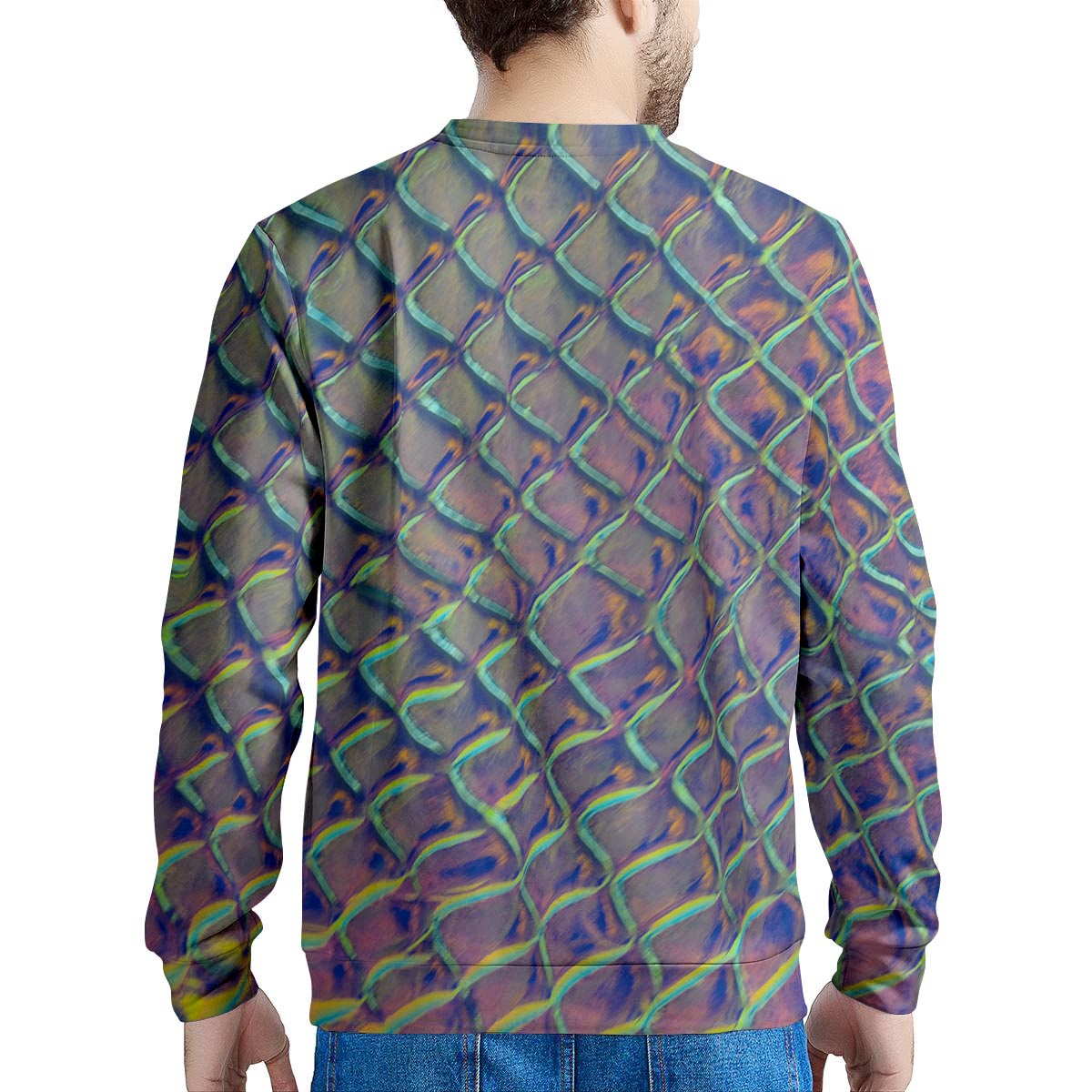 Holographic Snakeskin Print Men's Sweatshirt-grizzshop