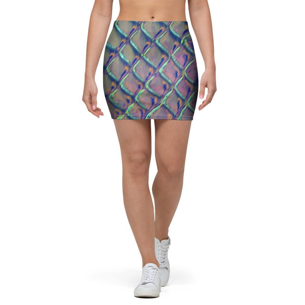 Holographic Snakeskin Print Mini Skirt-grizzshop