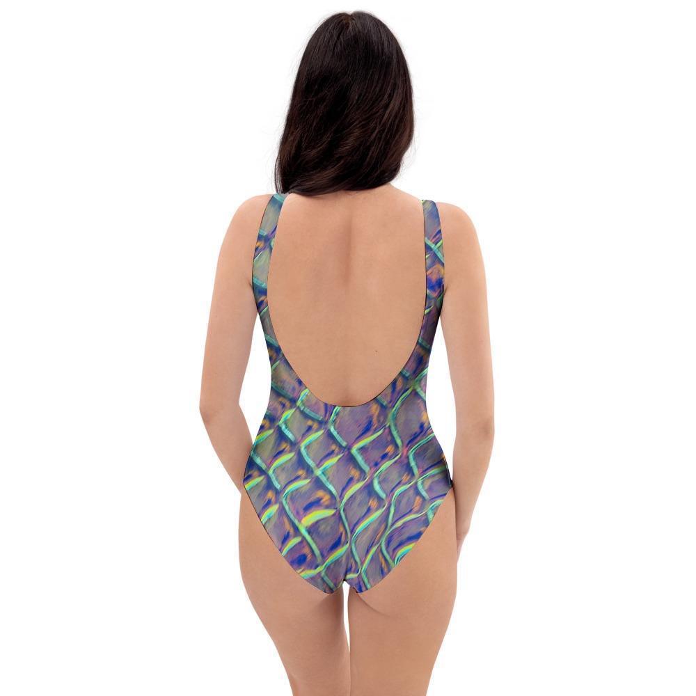 Holographic Snakeskin Print One Piece Swimsuite-grizzshop