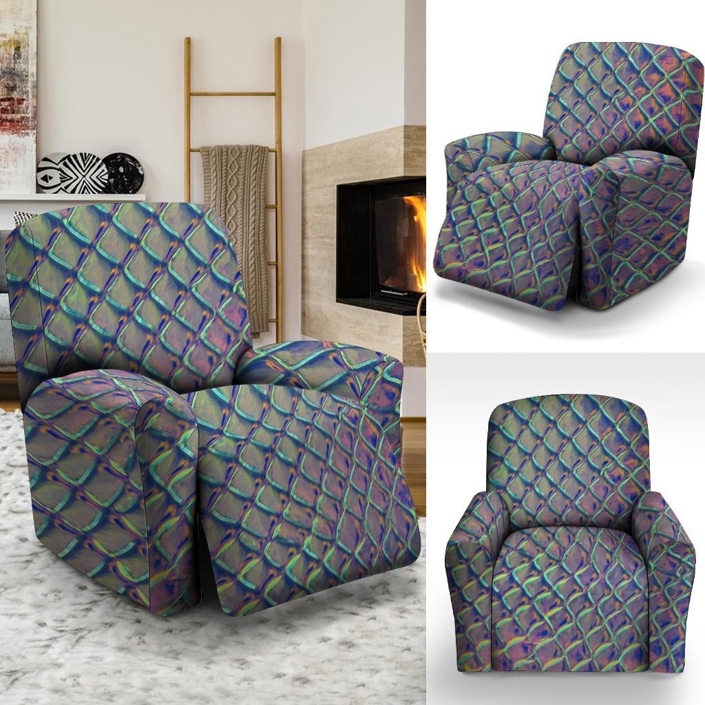 Holographic Snakeskin Print Recliner Cover-grizzshop