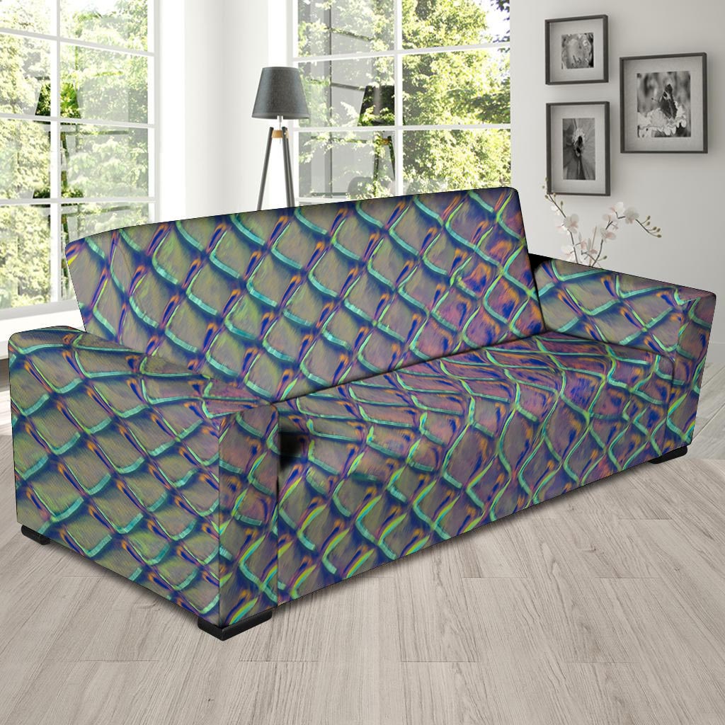 Holographic Snakeskin Print Sofa Cover-grizzshop