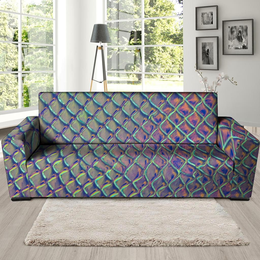 Holographic Snakeskin Print Sofa Cover-grizzshop