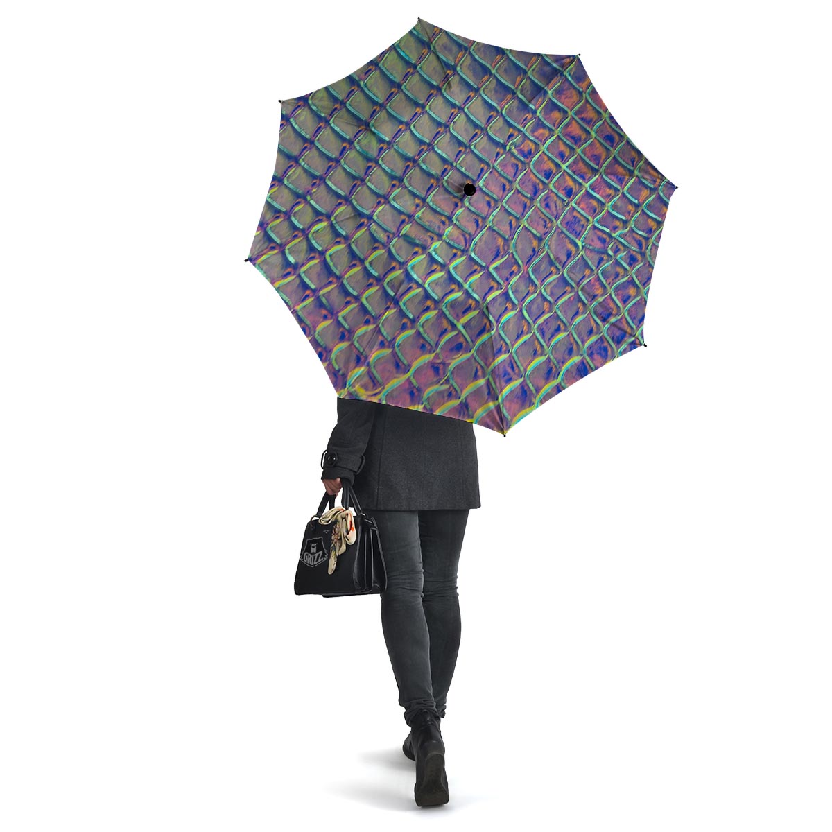 Holographic Snakeskin Print Umbrella-grizzshop