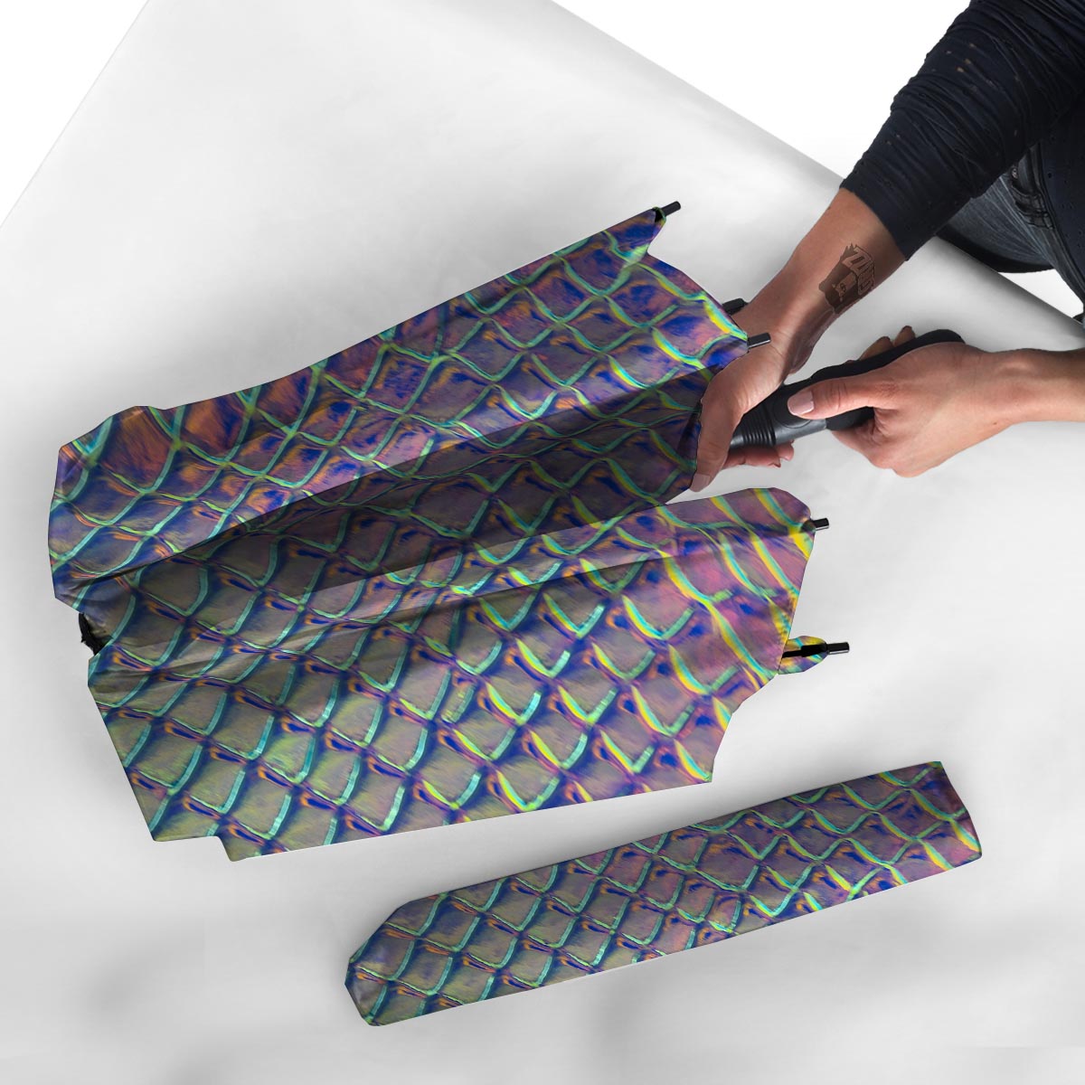 Holographic Snakeskin Print Umbrella-grizzshop