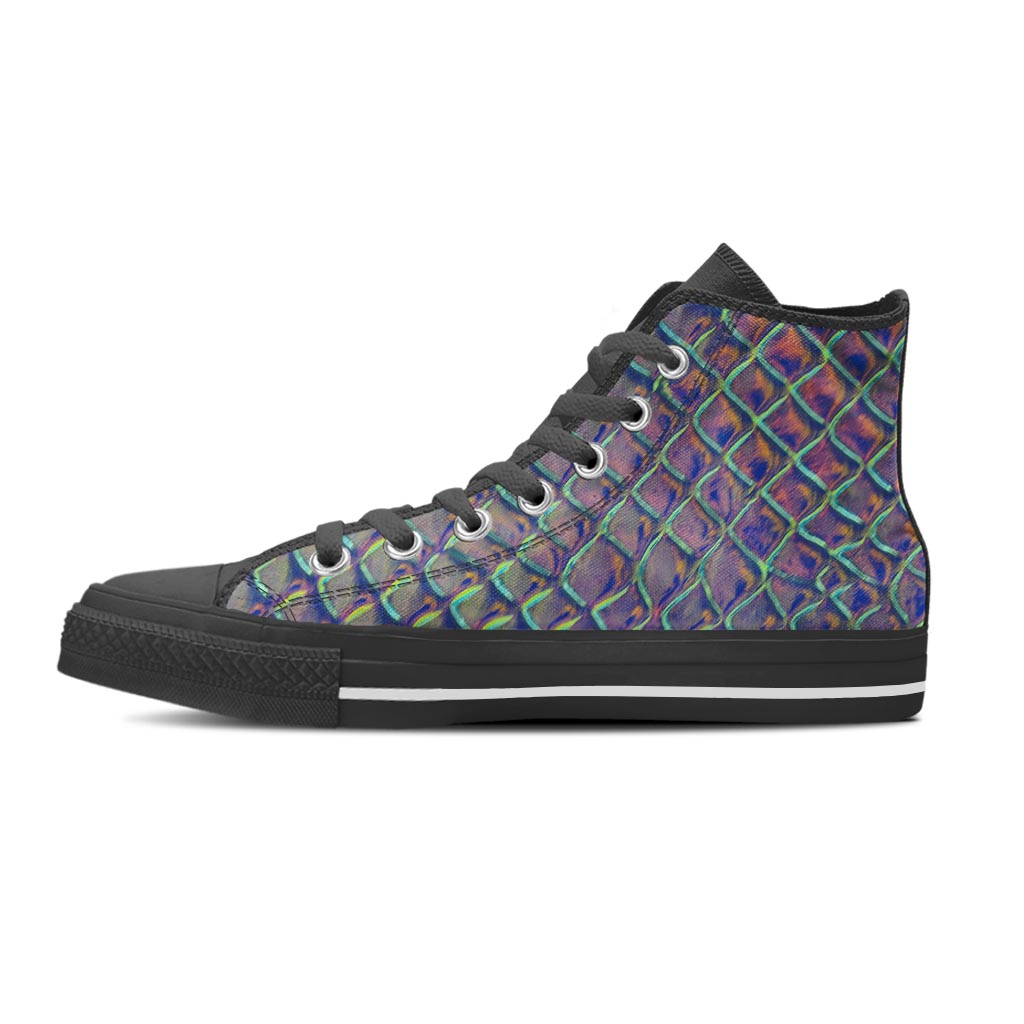 Holographic Snakeskin Print Women's High Top Shoes-grizzshop