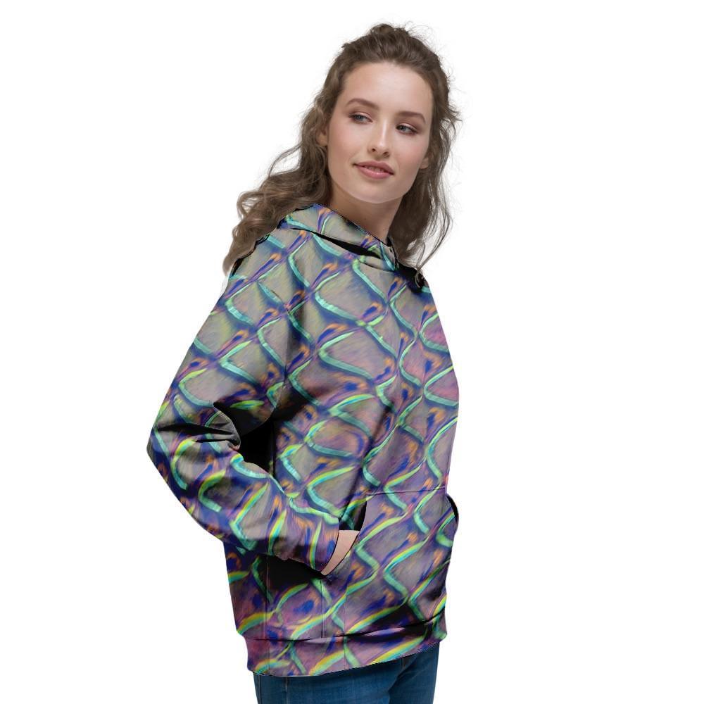 Holographic Snakeskin Print Women's Hoodie-grizzshop