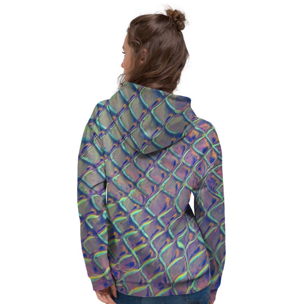 Holographic Snakeskin Print Women's Hoodie-grizzshop