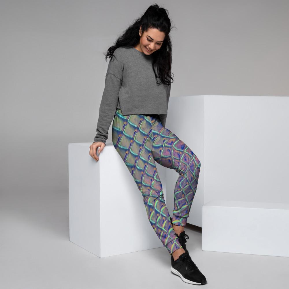 Holographic Snakeskin Print Women's Joggers-grizzshop