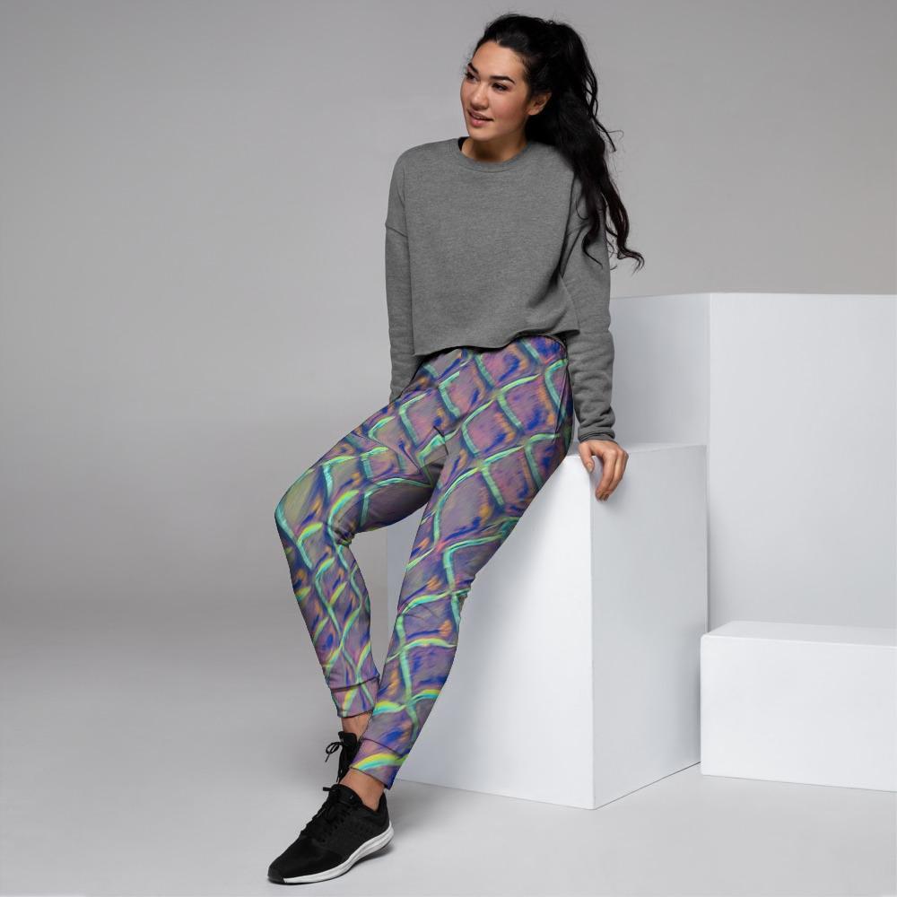 Holographic Snakeskin Print Women's Joggers-grizzshop