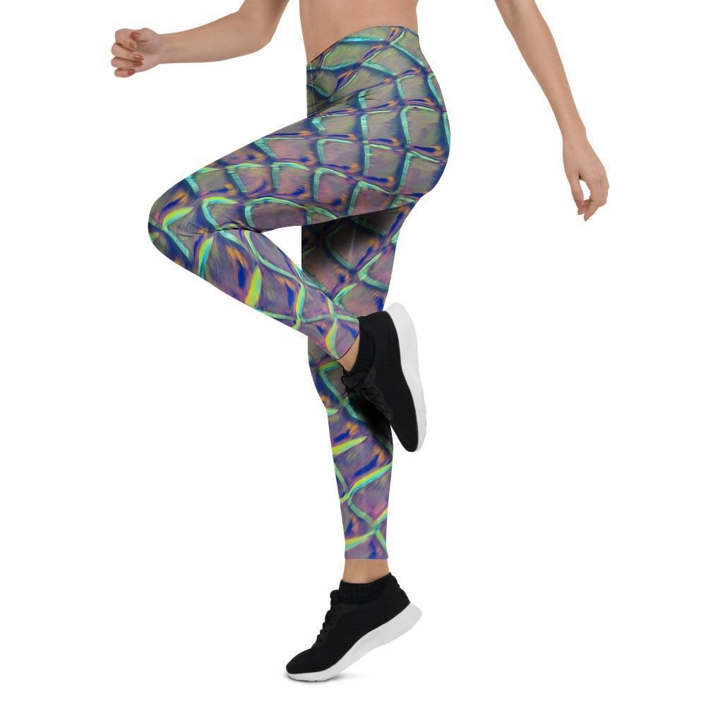 Holographic Snakeskin Print Women's Leggings-grizzshop