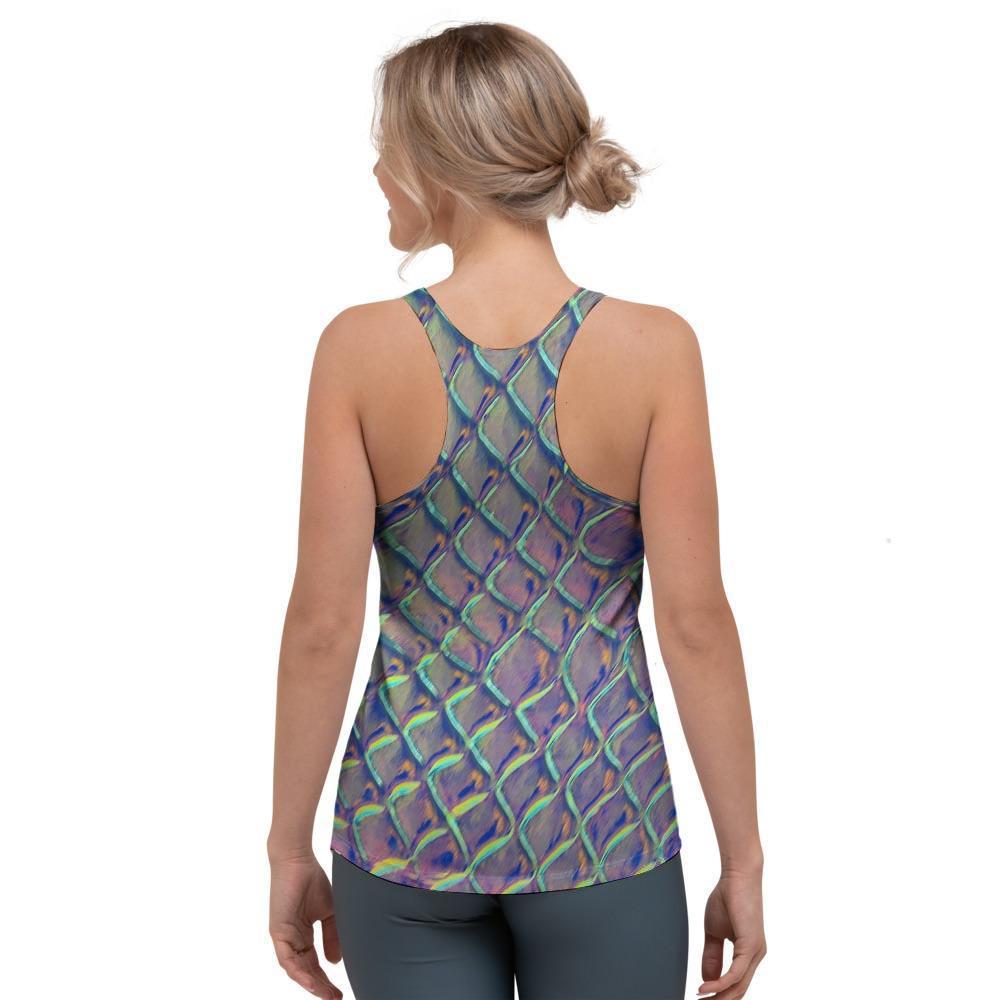 Holographic Snakeskin Print Women's Racerback Tank Top-grizzshop