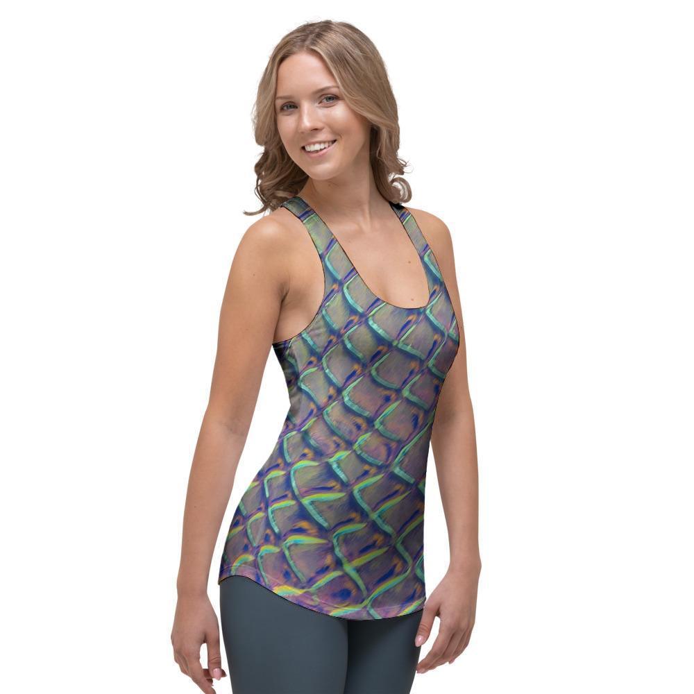Holographic Snakeskin Print Women's Racerback Tank Top-grizzshop