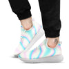 Holographic Teal And Pink Print White Athletic Shoes-grizzshop