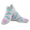 Holographic Teal And Pink Print White Athletic Shoes-grizzshop