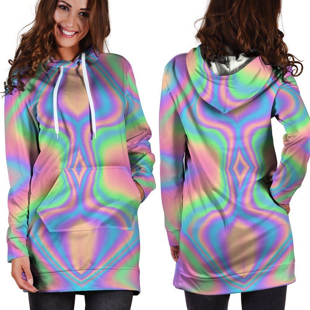 Holographic Trippy Hoodie Dress-grizzshop