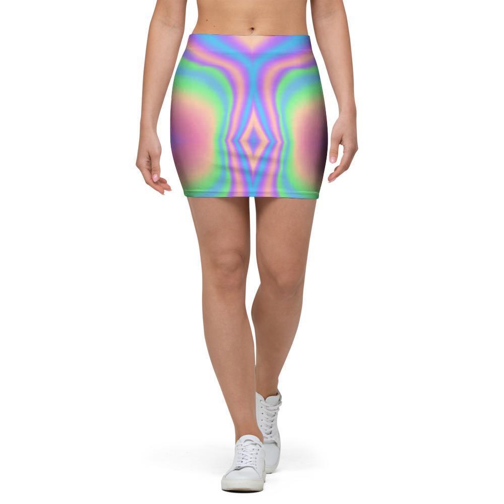 Holographic Trippy Mini Skirt-grizzshop