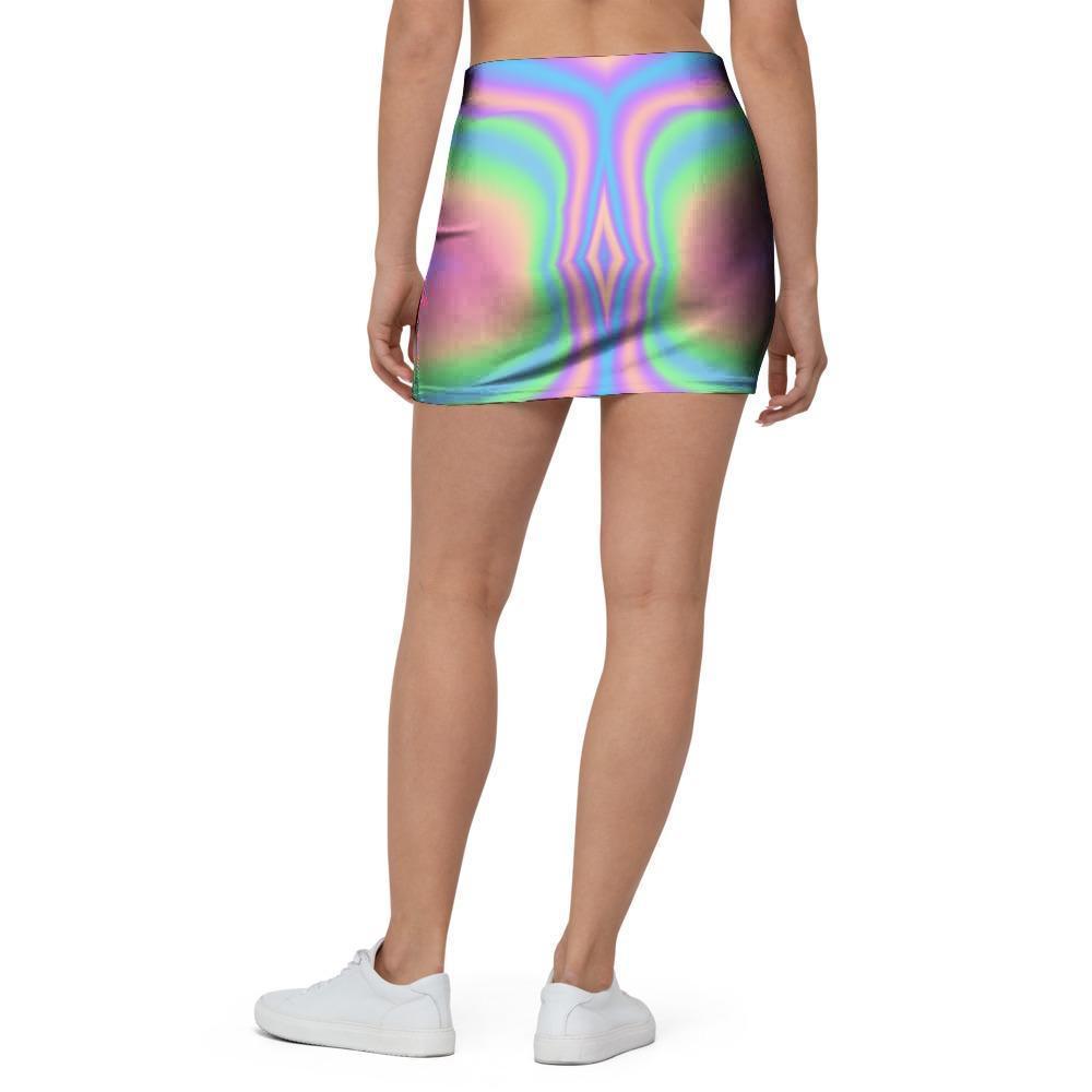 Holographic Trippy Mini Skirt-grizzshop