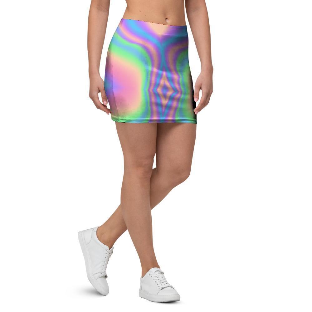 Holographic Trippy Mini Skirt-grizzshop