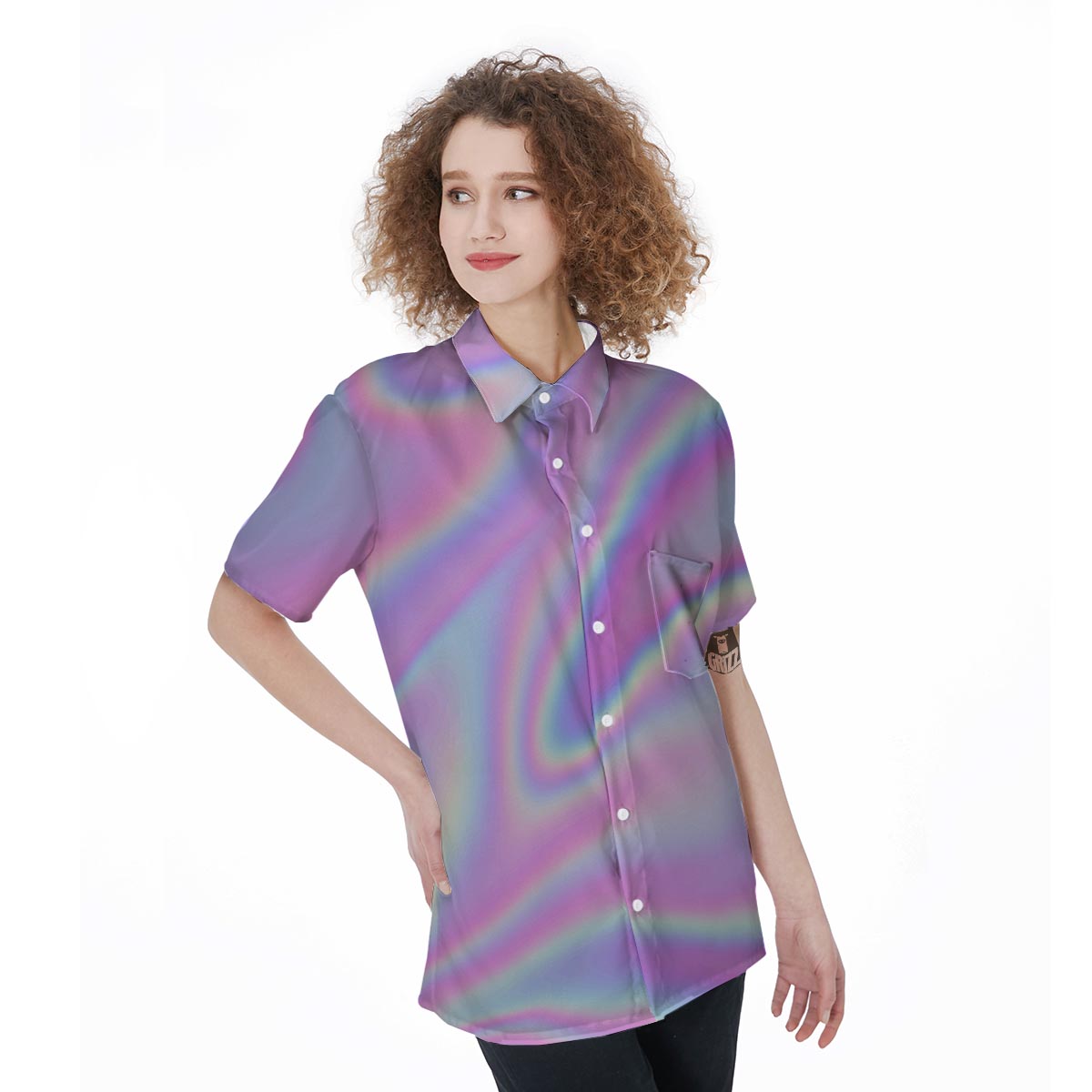Holographic Women's Short Sleeve Shirts-grizzshop