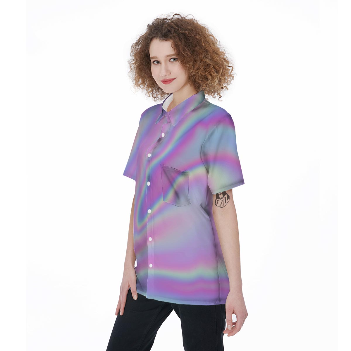 Holographic Women's Short Sleeve Shirts-grizzshop