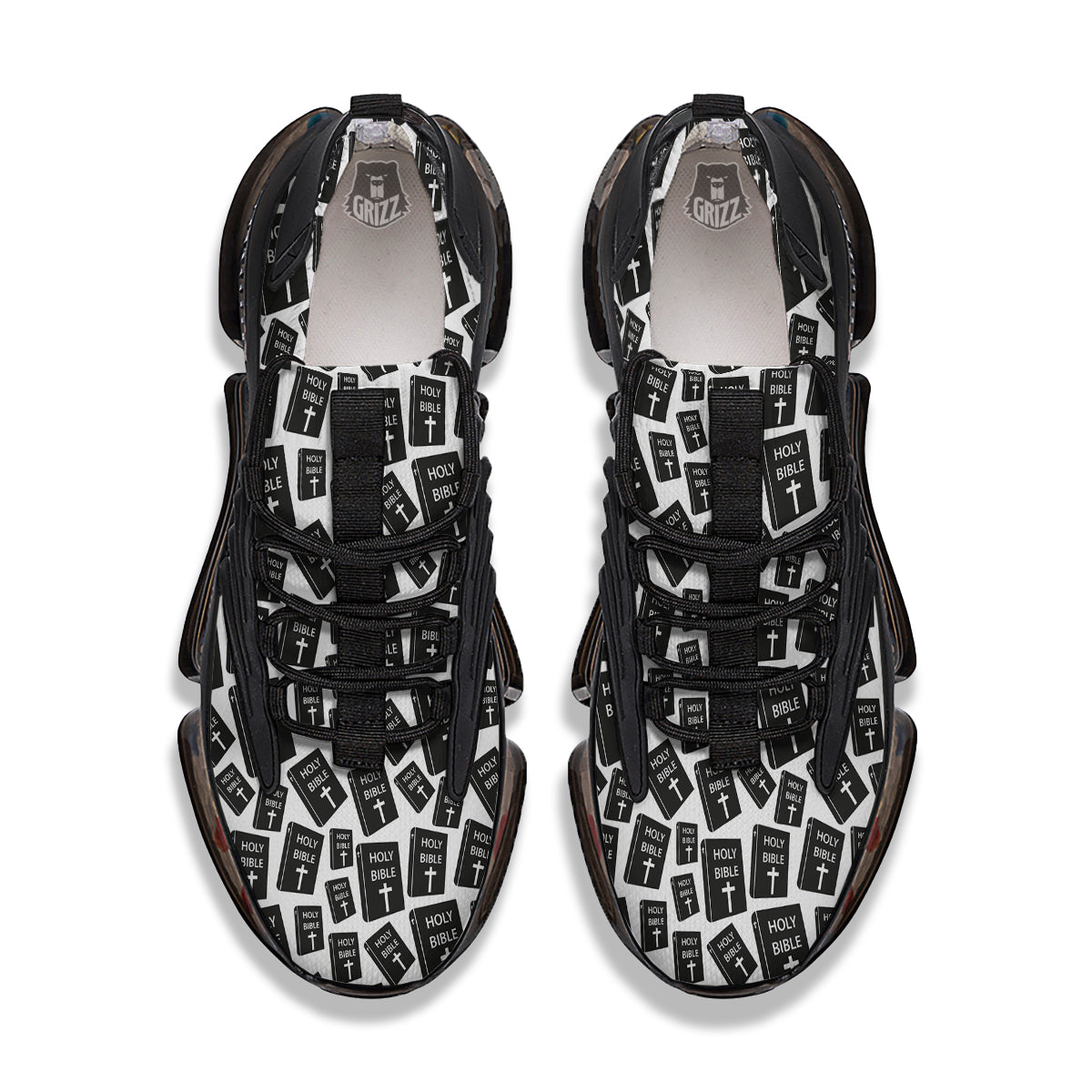 Holy Bible Christian Black Print Pattern Black Gym Shoes-grizzshop