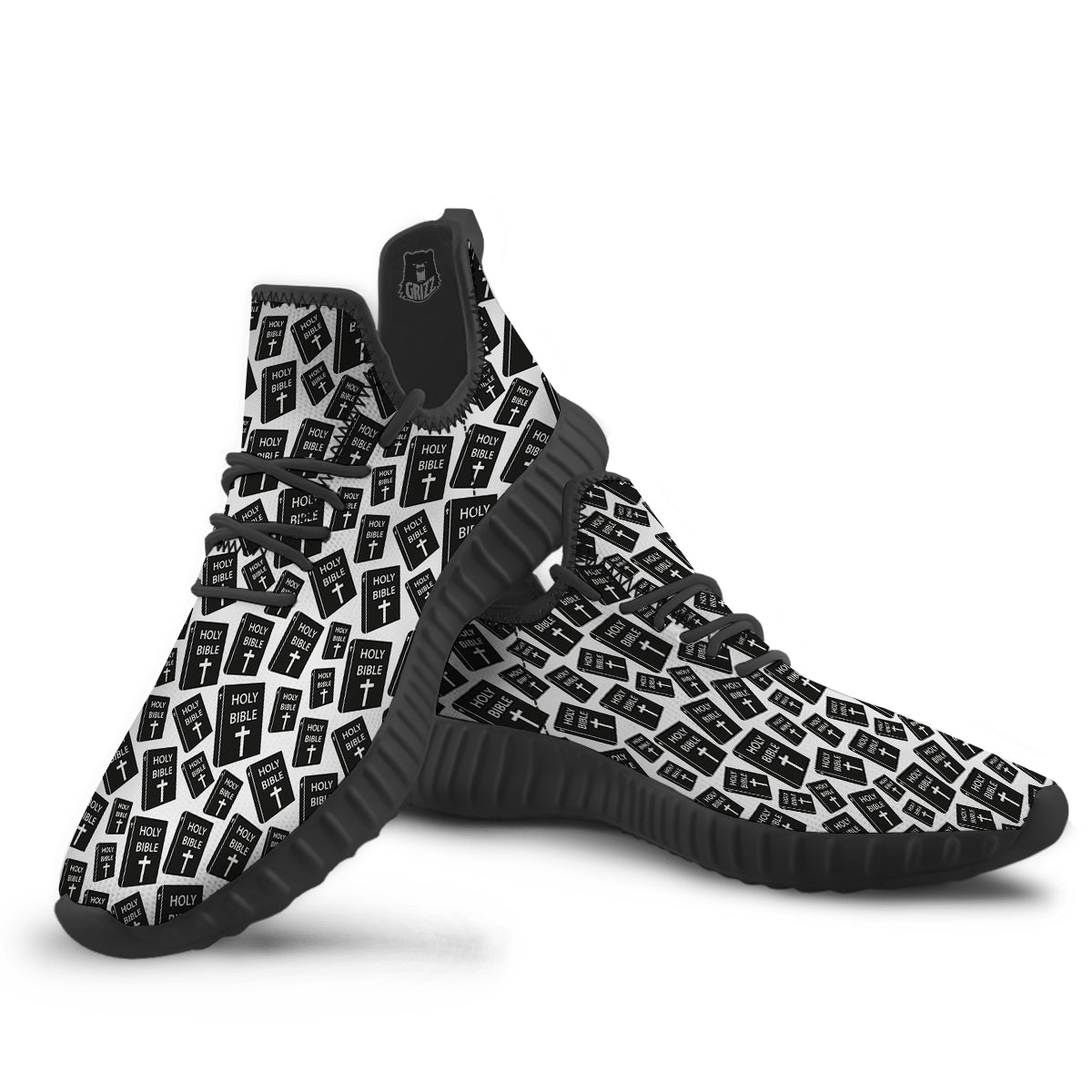 Holy Bible Christian Black Print Pattern Black Walking Shoes-grizzshop