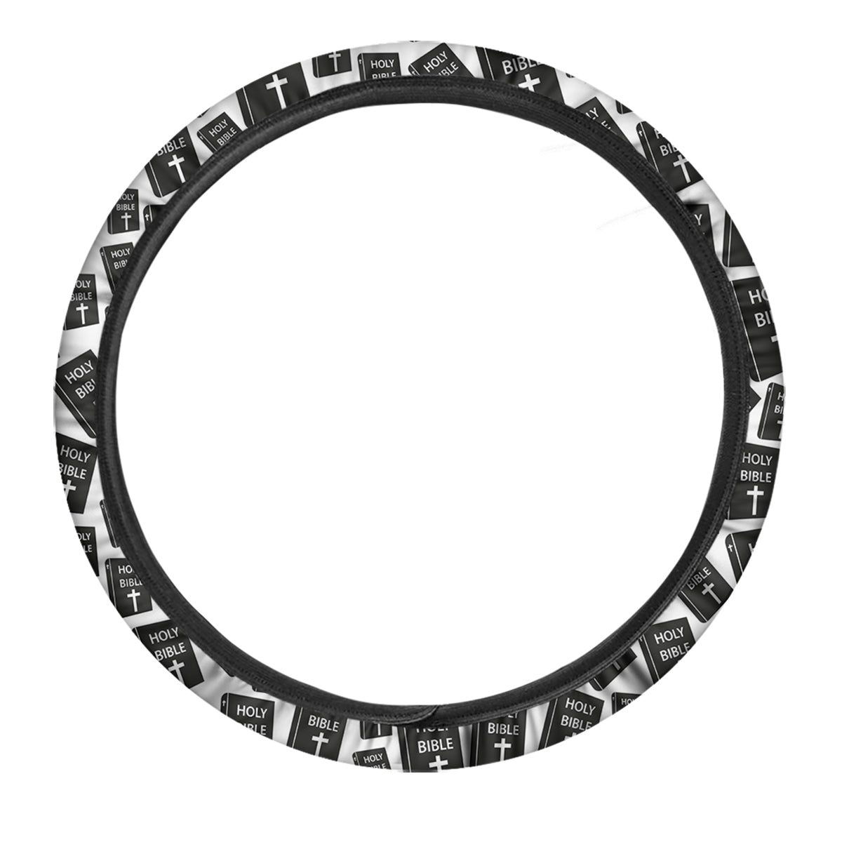 Holy Bible Christian Black Print Pattern Car Steering Wheel Cover-grizzshop