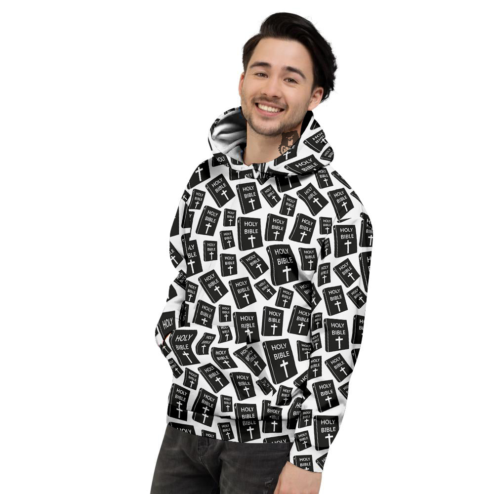Holy Bible Christian Black Print Pattern Men's Hoodie-grizzshop